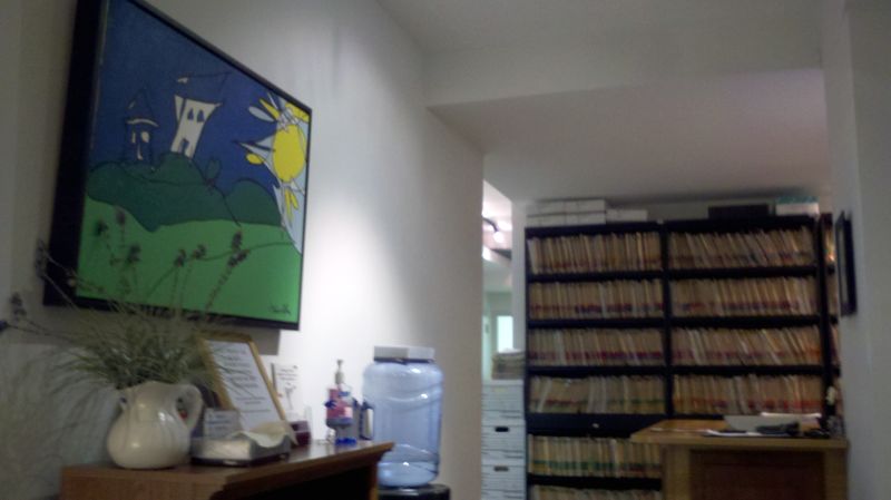 ‘Two Houses’ Sold painting by Jason Oliva circa 2002 NYV Doctors waiting room.